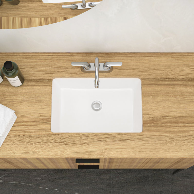 18 In. Undermount Rectangle Porcelain Vanity Bathroom Sink In White Ceramic With Overflow