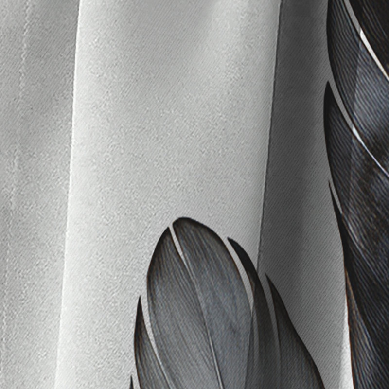 Asian Art Feathers Sumi III - rideau art asiatique - rideau occultant à imprimé animal - 1 panneaux, L 52 po x L 84 po