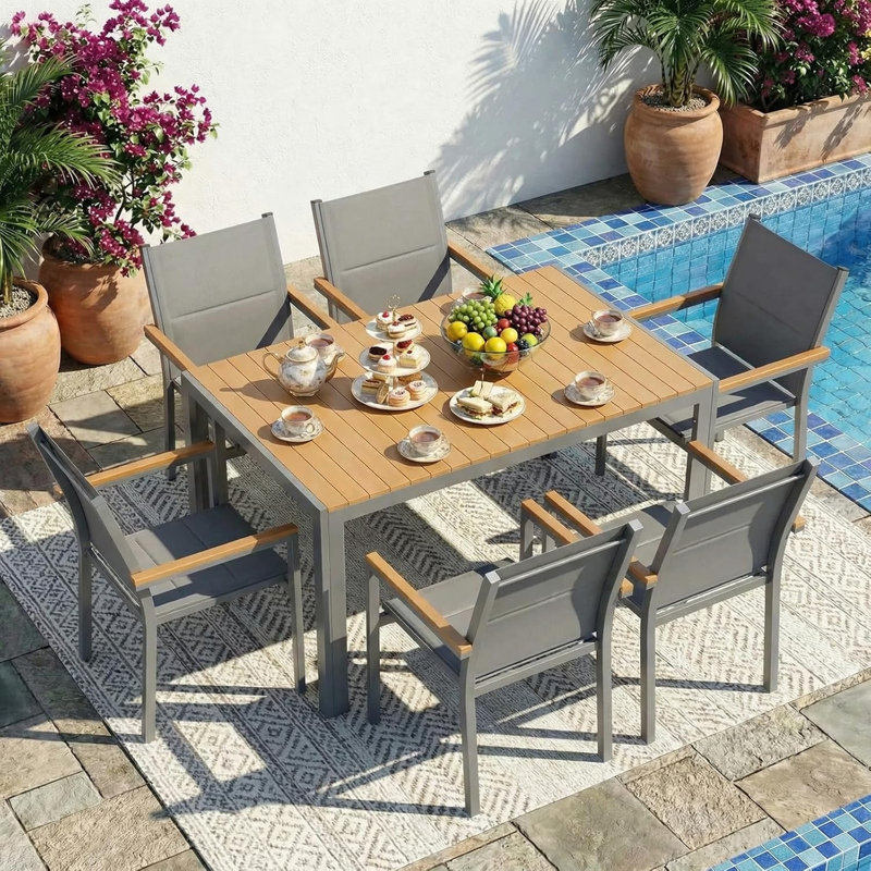 Stackable Outdoor Patio Dining Armchair, Grey