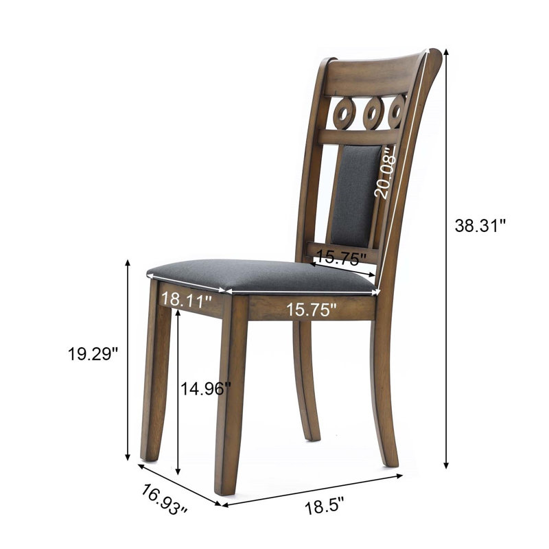 2-Piece Farmhouse Dining Chairs Set, Modern Fabric Side Chair with Solid Wood Legs