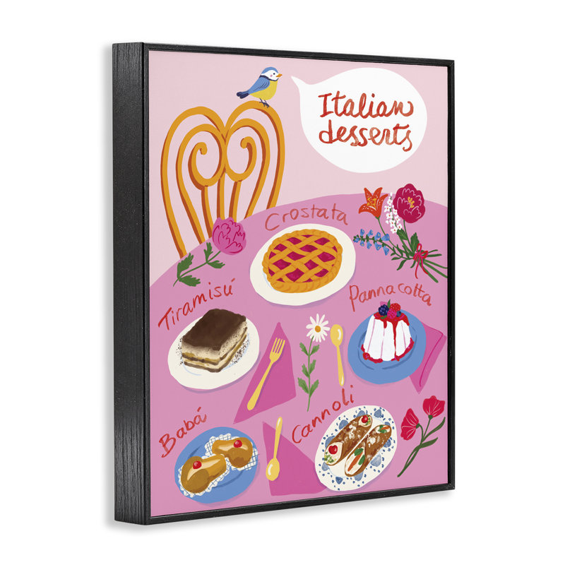  Art italien de la table des desserts par Be Ni La, Giclée encadrée noir minuit, H 14 po x l 11 po