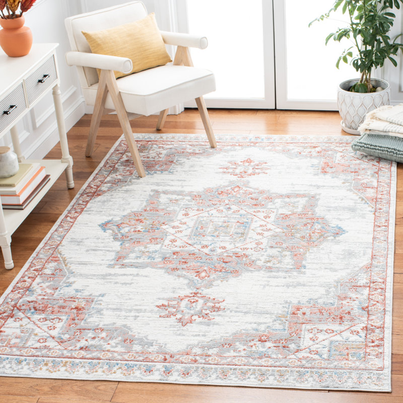 Tapis oriental ivoire / rouille, Rectangle 4 pi x 6 pi
