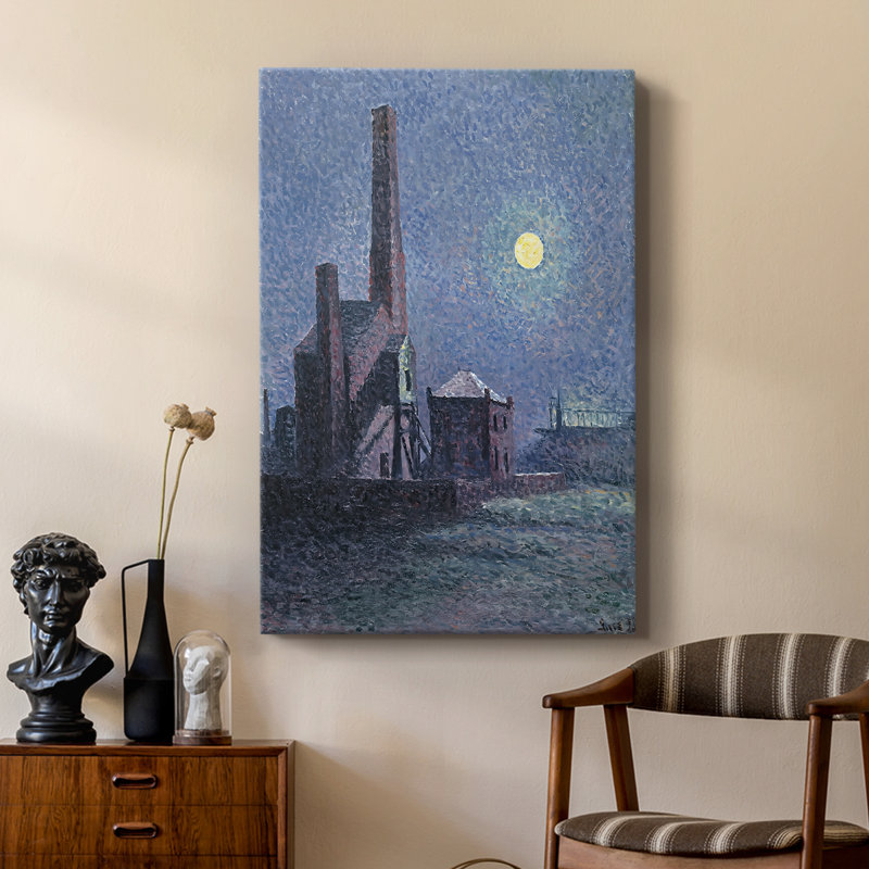 Usine au clair de lune - Toile tendue avec châssis par Maximilien Luce, 24 po x 36 po