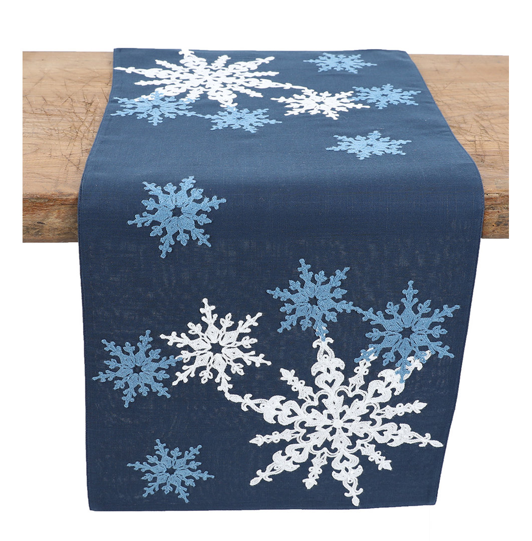 Sandoval Magical Snowflakes Crewel Embroidered Table Runner The Twillery Co.® 