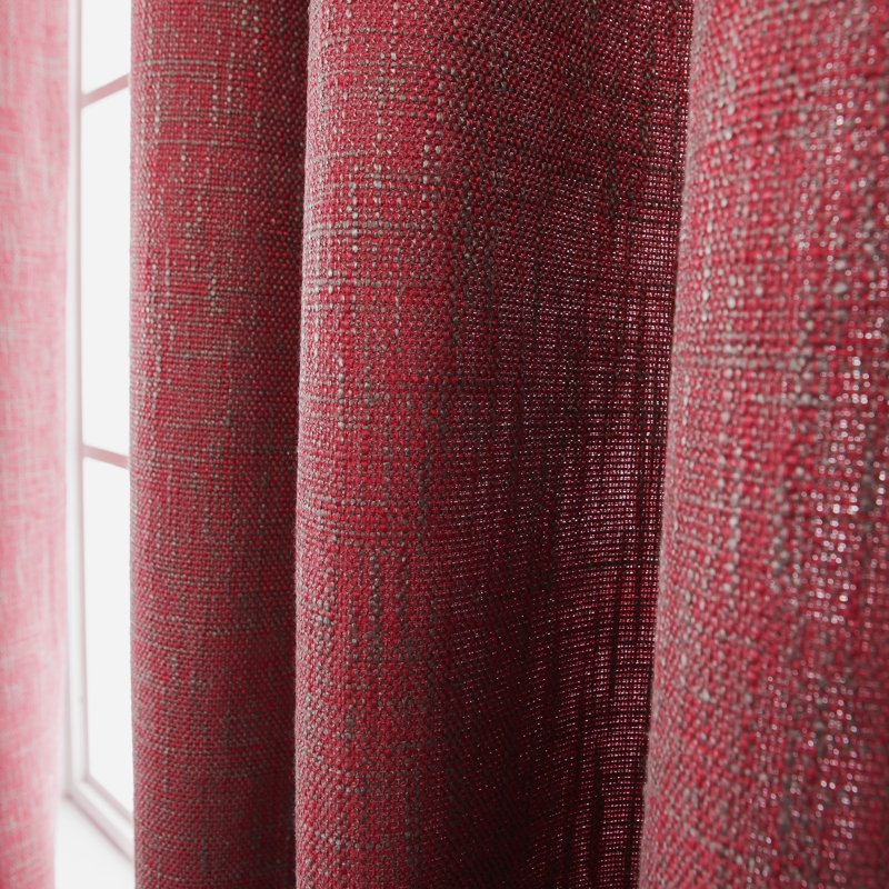 Panneaux de rideau semi-transparents avec œillets de couleur unie, Bourgogne