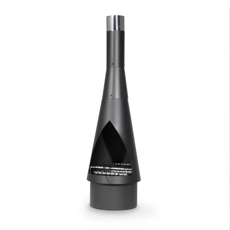 Siedentopf Column Steel Wood Burning Smokeless Chimnea, Black