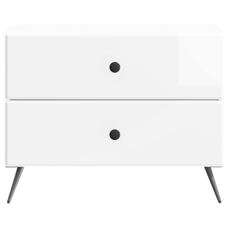 62cm W Manufactured Wood Bedside Table, High Gloss White