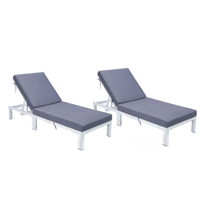 Chaise longue simple avec coussins Chelsea, Bleu