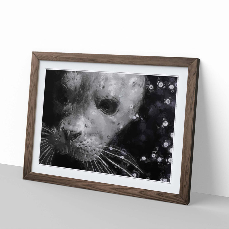 Seal Portrait in Abstract - Picture Frame Graphic Art Print, 60cm H x 91cm W x 2cm D, Walnut