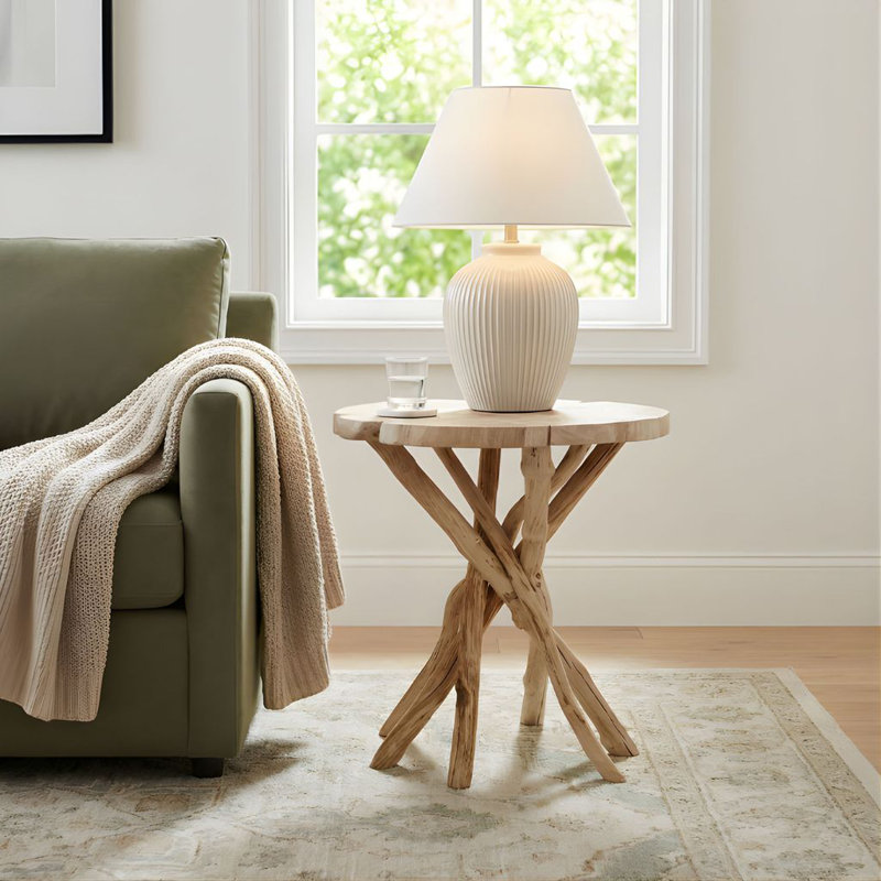 Table de bout en bois massif Lambard, Naturel