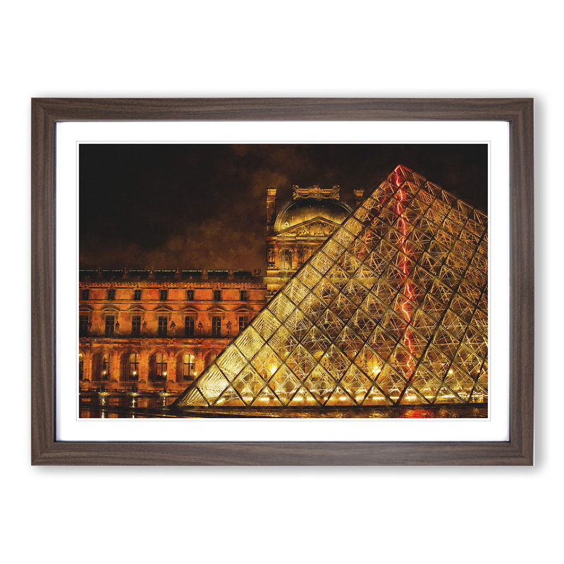 The Louvre in Paris Vol.2 - Picture Frame Graphic Art, 48cm H x 65cm W x 2cm D, Walnut Framed
