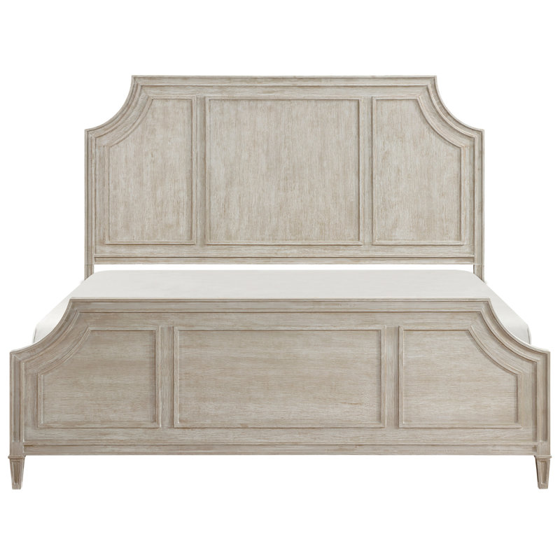 Grand lit brun pour meubles de chambre à coucher, grand lit en bois courbé avec élément gracieux, tentation en bois