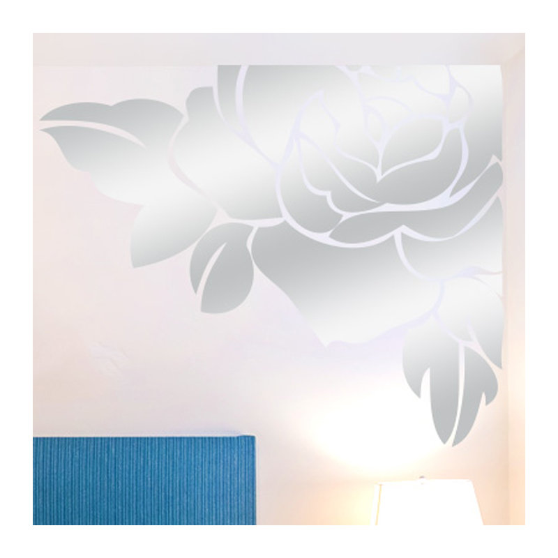 Plants & Flowers Non-Wall Damaging Wall Decal, Shiny Silver, Large