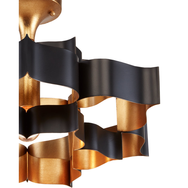 Grand Lotus 1 - Light Unique/Statement Pendant, Satin Black
