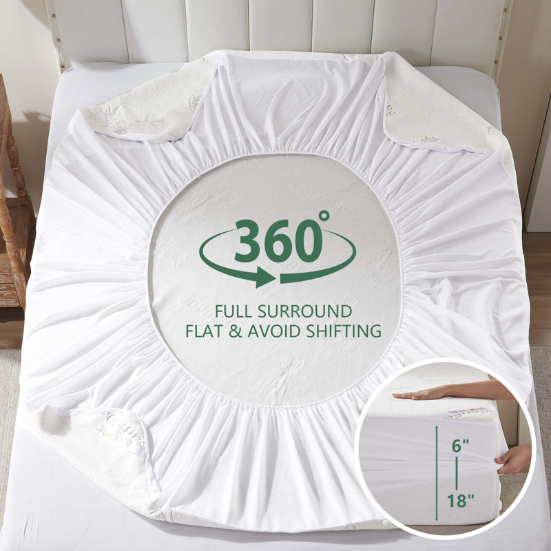 BEDLORE® Noiseless Waterproof Bamboo Mattress Protector, Hypoallergenic 3D Air Fabric Breathable Mattress Cover, Washable Mattress Pad with 6"-18" Deep Pocket