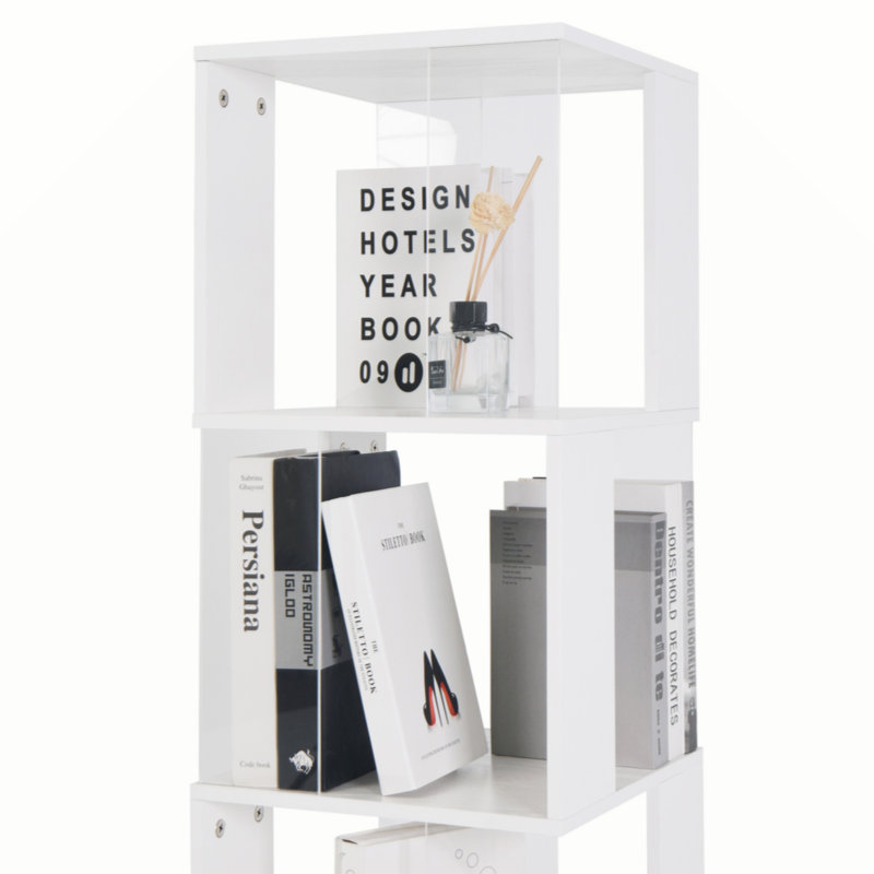 Bibliothèque rotative à 6 niveaux, bibliothèque simple avec plaque en acrylique