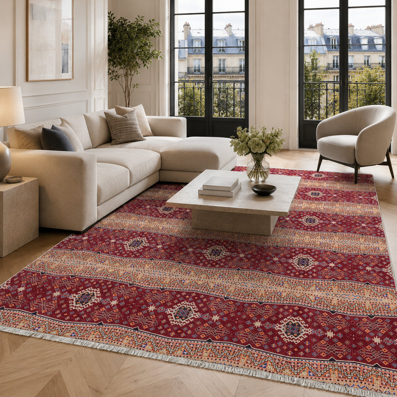 Oriental Cotton and Chenille Flatweave Area Rug, 80 x 150 cm