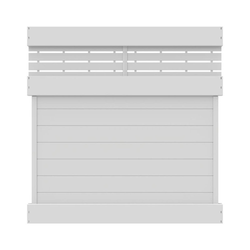 Horizontal Fence Boardwalk White Vinyl Panel Kit, 70.5" H x 70" W x 5" D