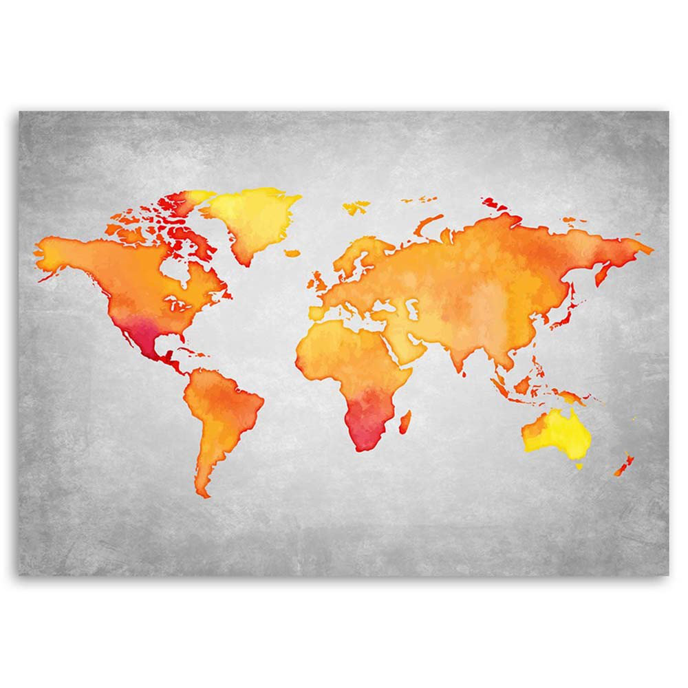 Leinwandbild World Map Orange