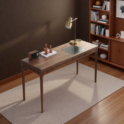 Bureau d'écriture avec tiroir en bois de noyer brun foncé