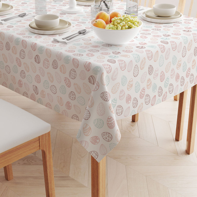 Cuji Table Runner, 100% Cotton, 16X108", Watercolor Decorative Easter Eggs, 52" L x 52" W