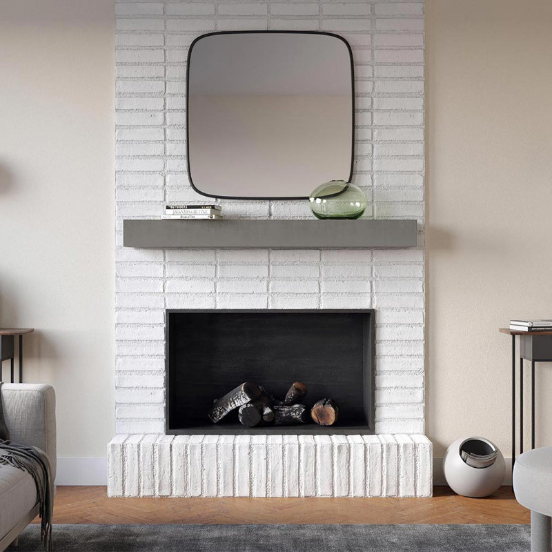 Everett Concrete Fireplace Mantel Shelf Contemporary - Non-Combustible Composition & Heat Resistant, 60", Storm