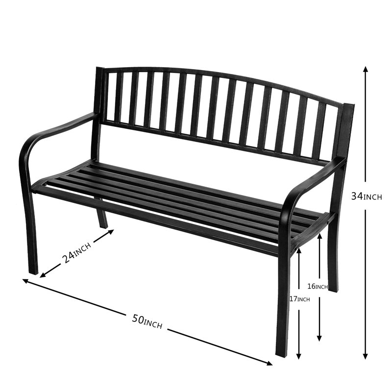 Banc d'extérieur en métal Laurina, Noir