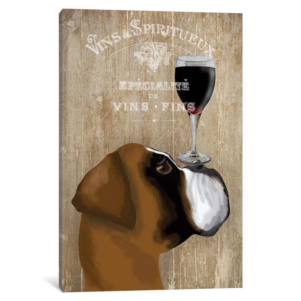 Dog Au Vine Boxer by Fab Funky - Print on Canvas