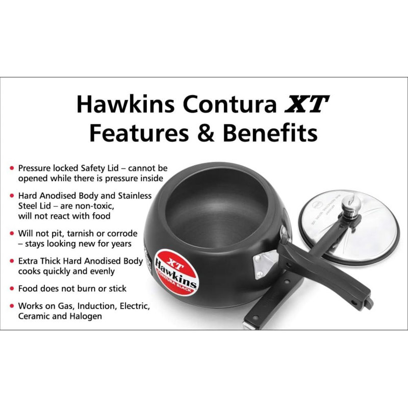 Hawkins 3-qt  cuiseur à pression Contura, Argent/Noir