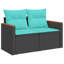  Ensemble de canapé de patio 7 pièces avec coussins en rotin de polyester noir