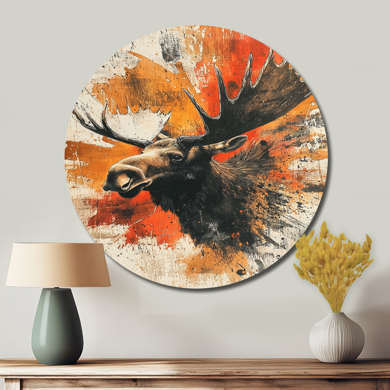 Amber couleurs Wild Moose Energy II - impression murale moderne en métal brun, H 23 po x l 23 po