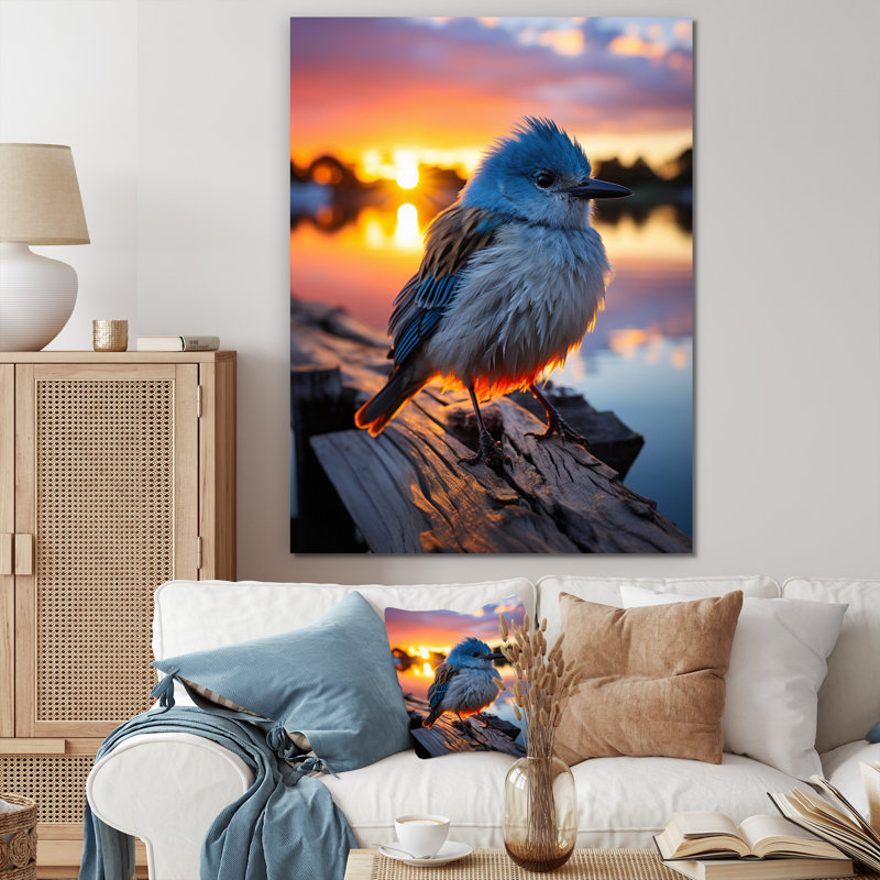 Amadahy, oiseau sur un quai, reproduction sur toile, H 32 po x l 16 po x P 1 po, Toile tendue