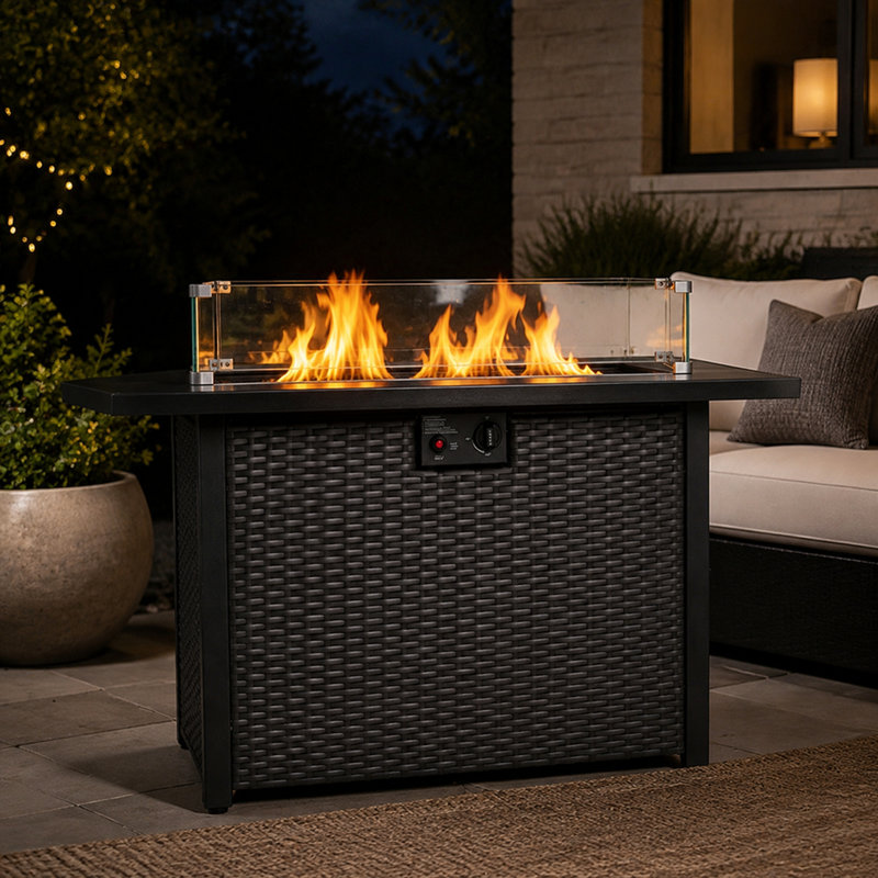 Chauffe-terrasse d'extérieur au propane 50000 BTU avec pare-vent en verre