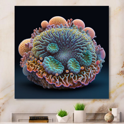 Décoration murale colorée hyperbolique Deep Sea Coral I - bois côtier