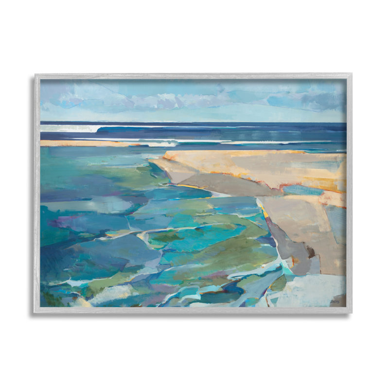 Plage abstraite par Tiers et mur - reproduction d'art, H 30 po x l 24 po x P 1,5 po, Estampe numérique Farmhouse
