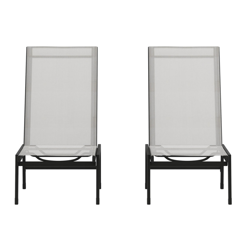 Chaises longues réglables en polyester enduit de PVC Aubreeana, gris