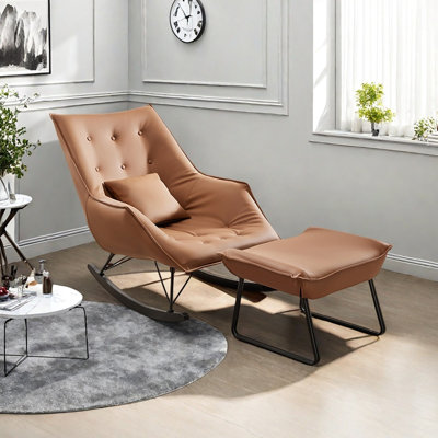 Chaise berçante simple de salon avec repose-pieds