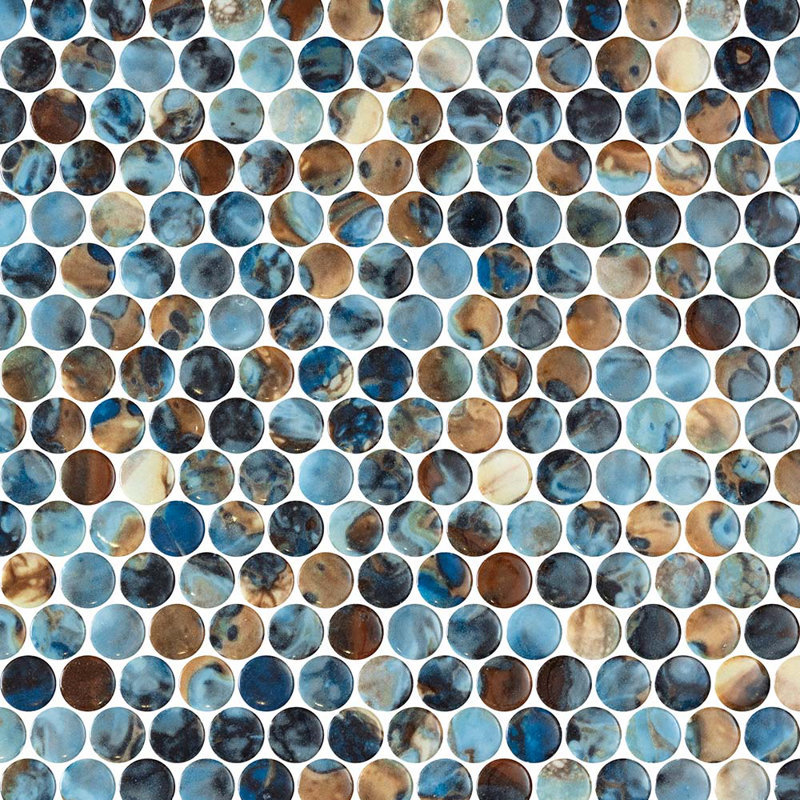 Spectrum Radiance Penny Recycled Glass Mosaic Tile, Print