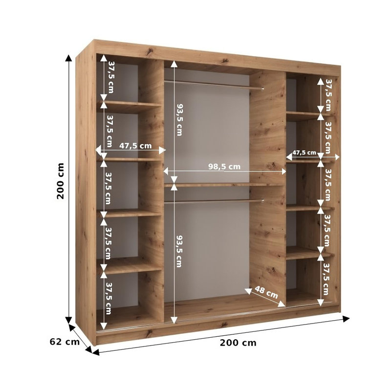 Ayaab 2 Door Manufactured Wood Wardrobe, Matte White
