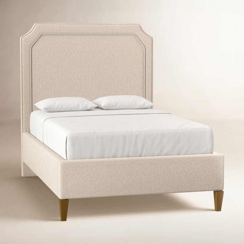 Chandler Bed, Queen, Light Blue and White Stripe; 0256-54, Havana Finish