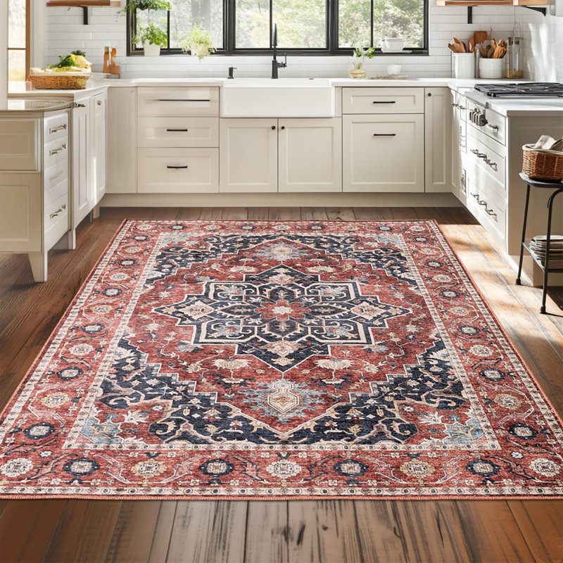 HAMILTON Rectangle Oriental Cotton Kilim Washable, Red, Rectangle 80 x 150 cm