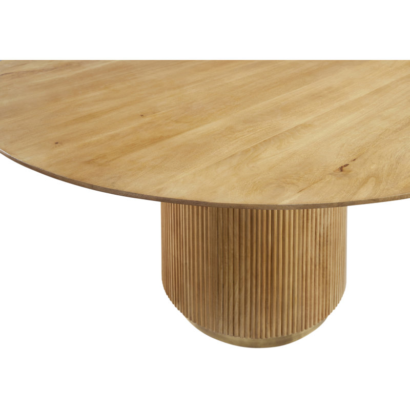 Mooney Round Mango Wood Dining Table with Ribbed Edges