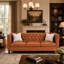 Canapé en cuir de polyuréthane de 81 po, canapé Chesterfield de 81 po avec siège profond et capitonnage à boutons de style Mid-Century de 81 po, brun clair cognac