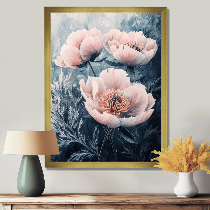 Johnston - Floral Wall Decor, H 20 po x l 12 po, Reproduction encadrée d'une seule photo, Doré