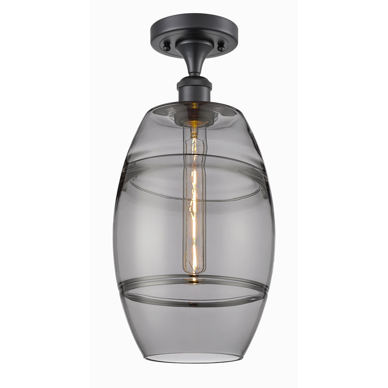 Plafonnier semi-encastré 1 lumière Ballston - Abiagael, Gris fumée clair, H 11,13 po x l 8 po x P 8 po, Noir mat