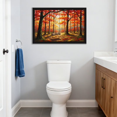 Plantes et fleurs, forêt d'automne, scène de balançoire avec feuilles rouges