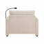 Fauteuil d'appoint en tissu chenille avec repose-pieds de rangement, support de téléphone réglable, chargeur USB, poches de rangement latérales-1045064897