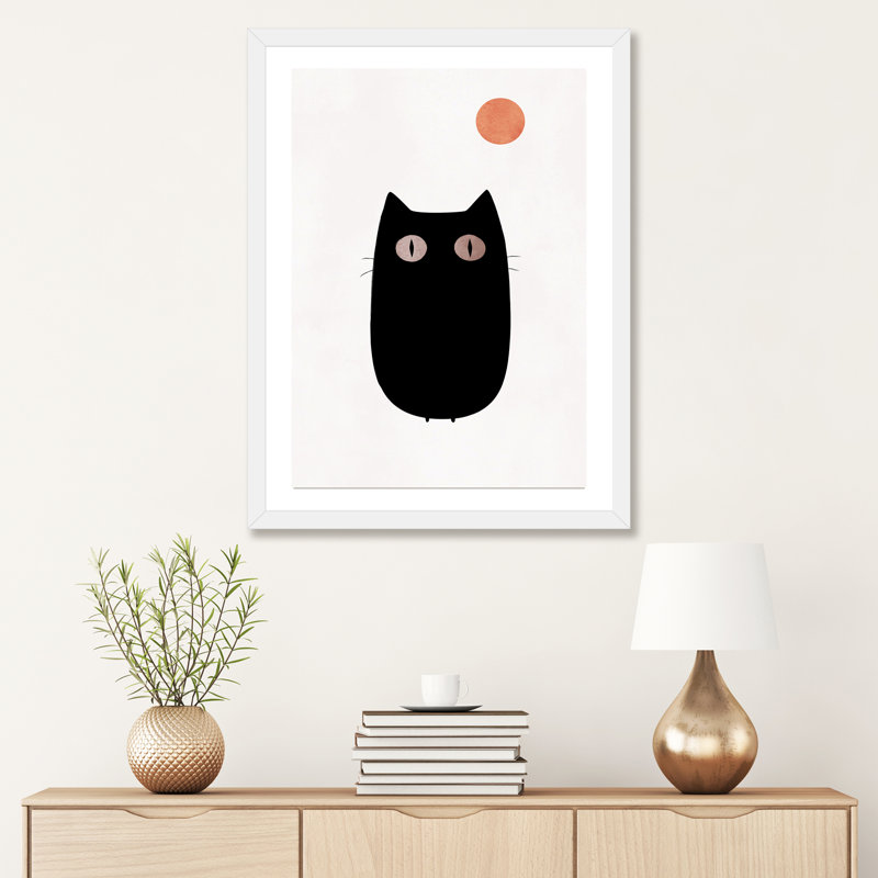 «The Cat» par Kubistika - impression encadrée sur papier, H 32 po x l 24 po x P 1 po, Papier encadré blanc, Blanc