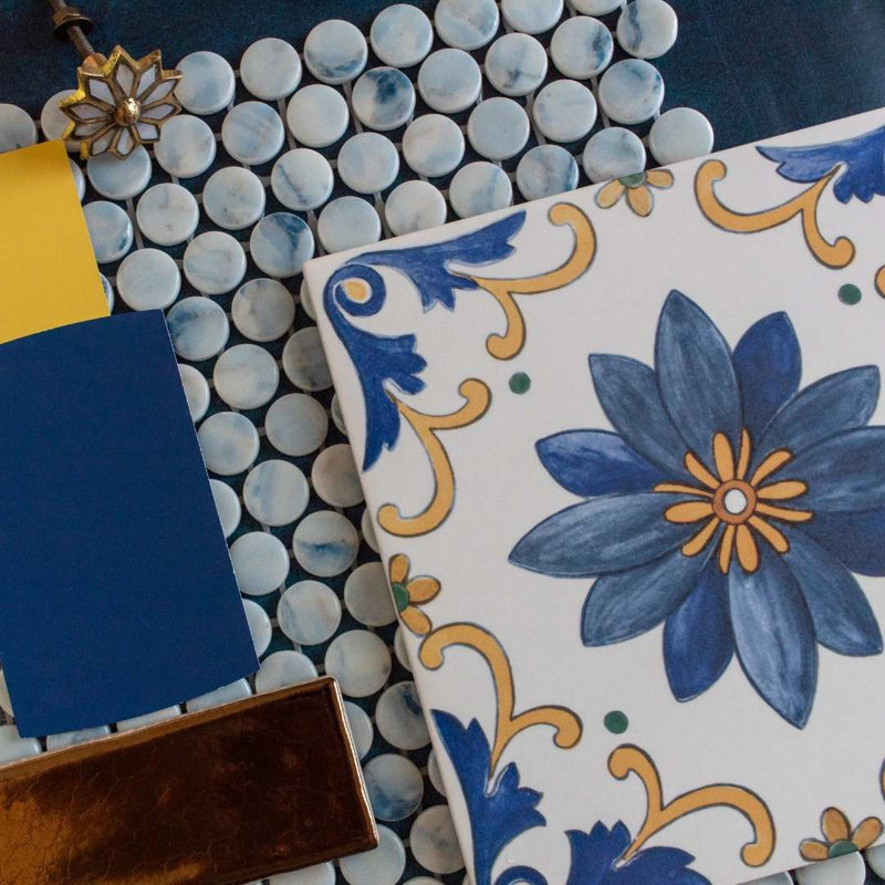 Eterna Penny 12" x 12" Recycled Penny Glass Mosaic, Sky