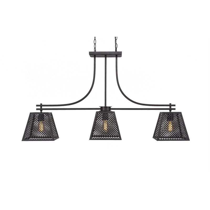 Giusto 3 - Light Kitchen Island Linear Pendant, Aged Silver, 27" Hx 49.5" W x 9.5" D